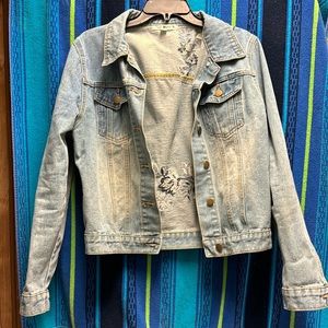 Blue floral Jean Jacket.  NWOT